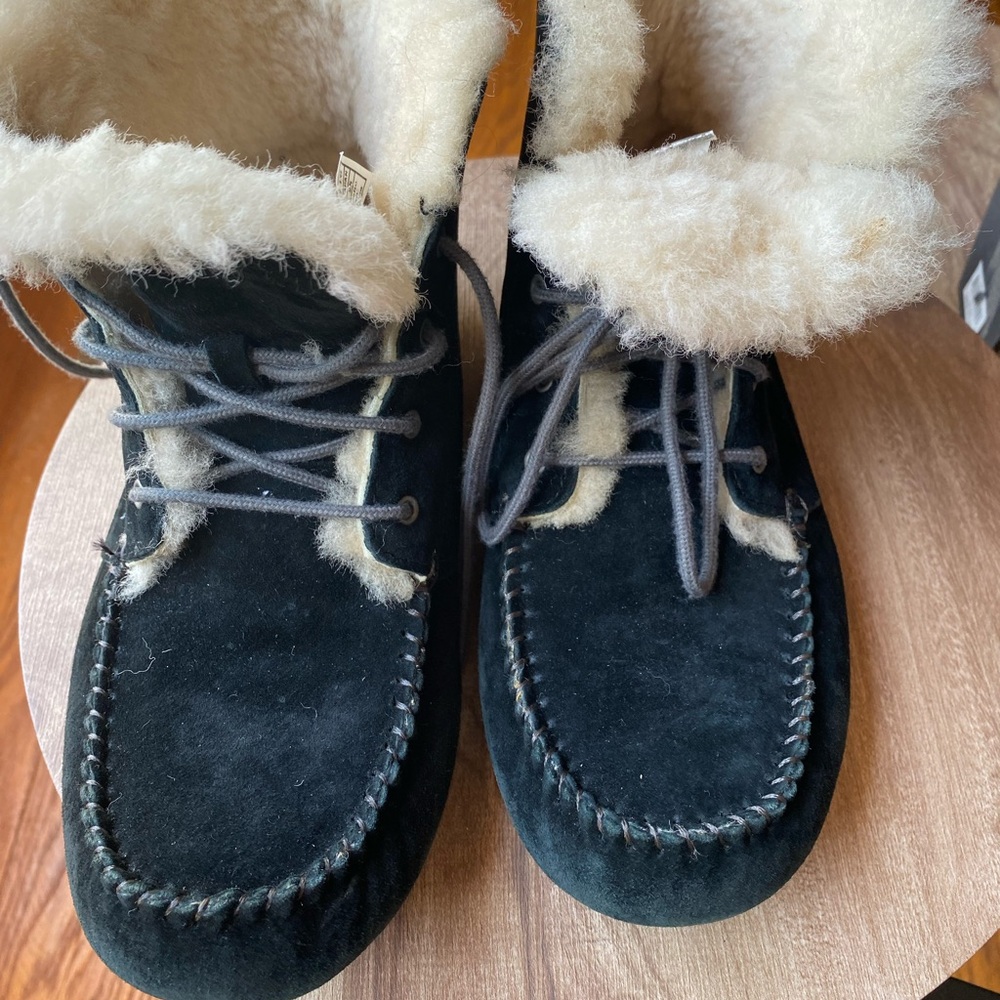 UGG Black and Cream Winter Boots